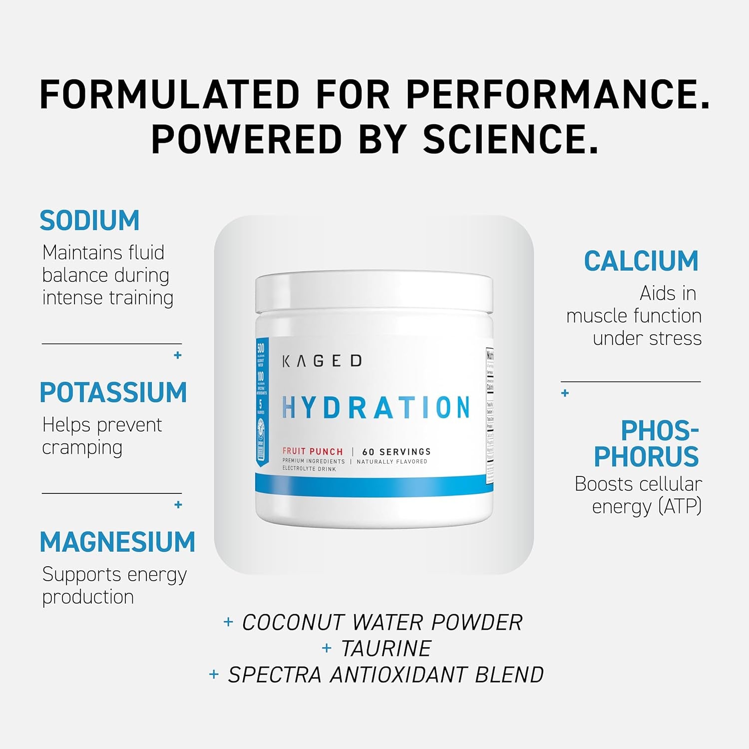 Kaged Electrolyte Hydration Powder Hydracharge Apple Limeade Sports Drink for Men and Women Pre, Post, Intra Workout Supplement 60 Servings