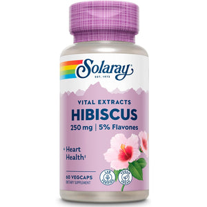 SOLARAY Hibiscus Flower Extract Sabdariffa Supplement - 250 Mg, Healthy Cardiovascular Function Support for Men and Women, Non-Gmo, Vegan Capsules - 60 Count Vegcaps
