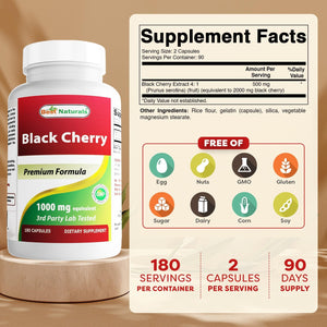 Best Naturals Black Cherry 1000 Mg Capsule, 180 Count
