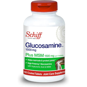 Schiff Glucosamine 1500Mg plus MSM 1500Mg and Hyaluronic Acid, 150 Tablets - Joint Supplement