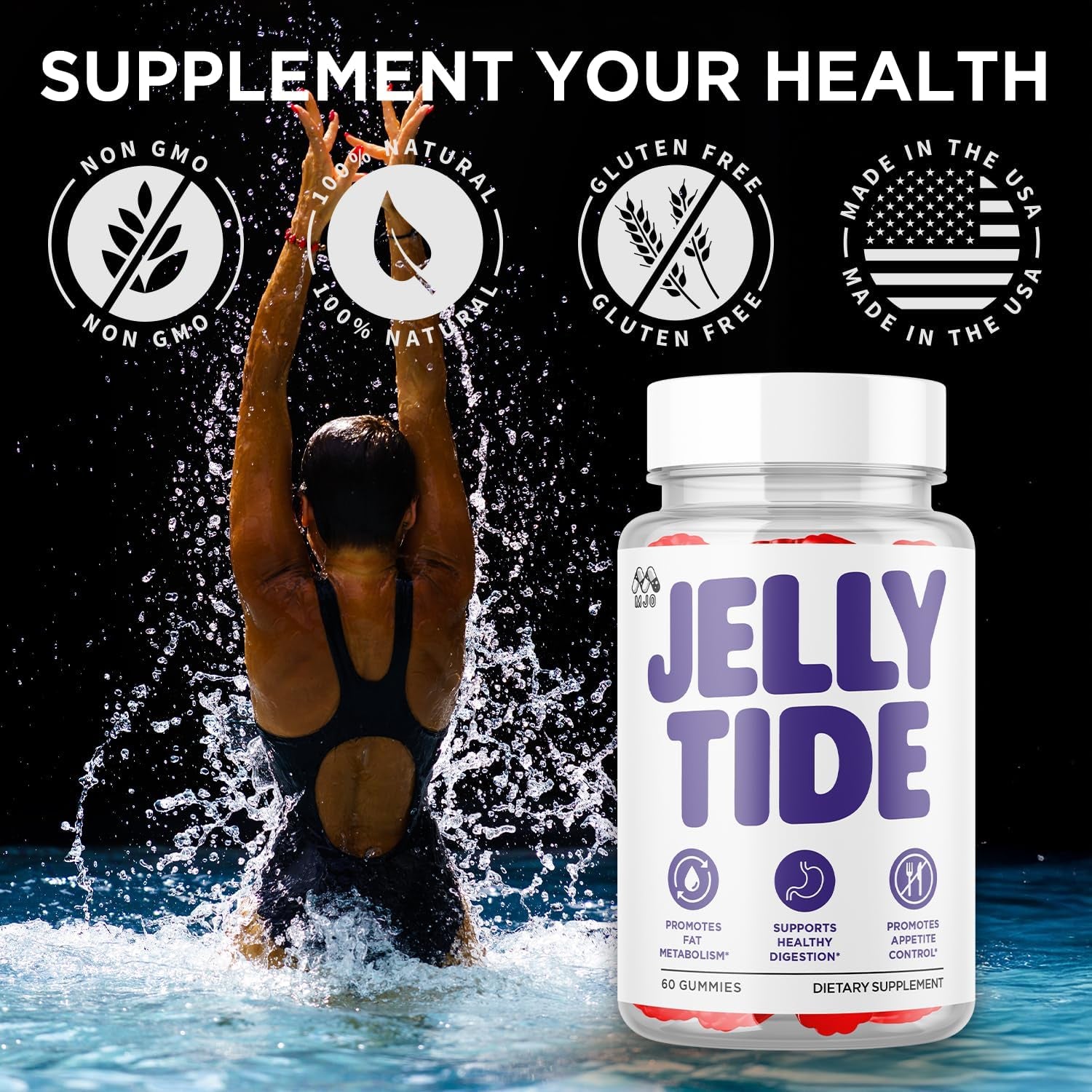 (2 Pack) Jelly Tide Gummies, Official Jellytide Weight Management Gummys with Natural Ingredients, Jellytide Advanced Wellness Gummy with Maximum Strength Active Lifestyle Multivitamins (120 Gummies)