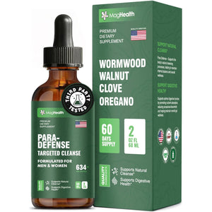 Wormwood Black Walnut Clove Tincture | 3Rd Party Tested Digestive Support Drops | Sweet Wormwood, Green Walnut Hull & Clove Extract Liquid for Gut Wellness | 2 Oz, 60 Servings