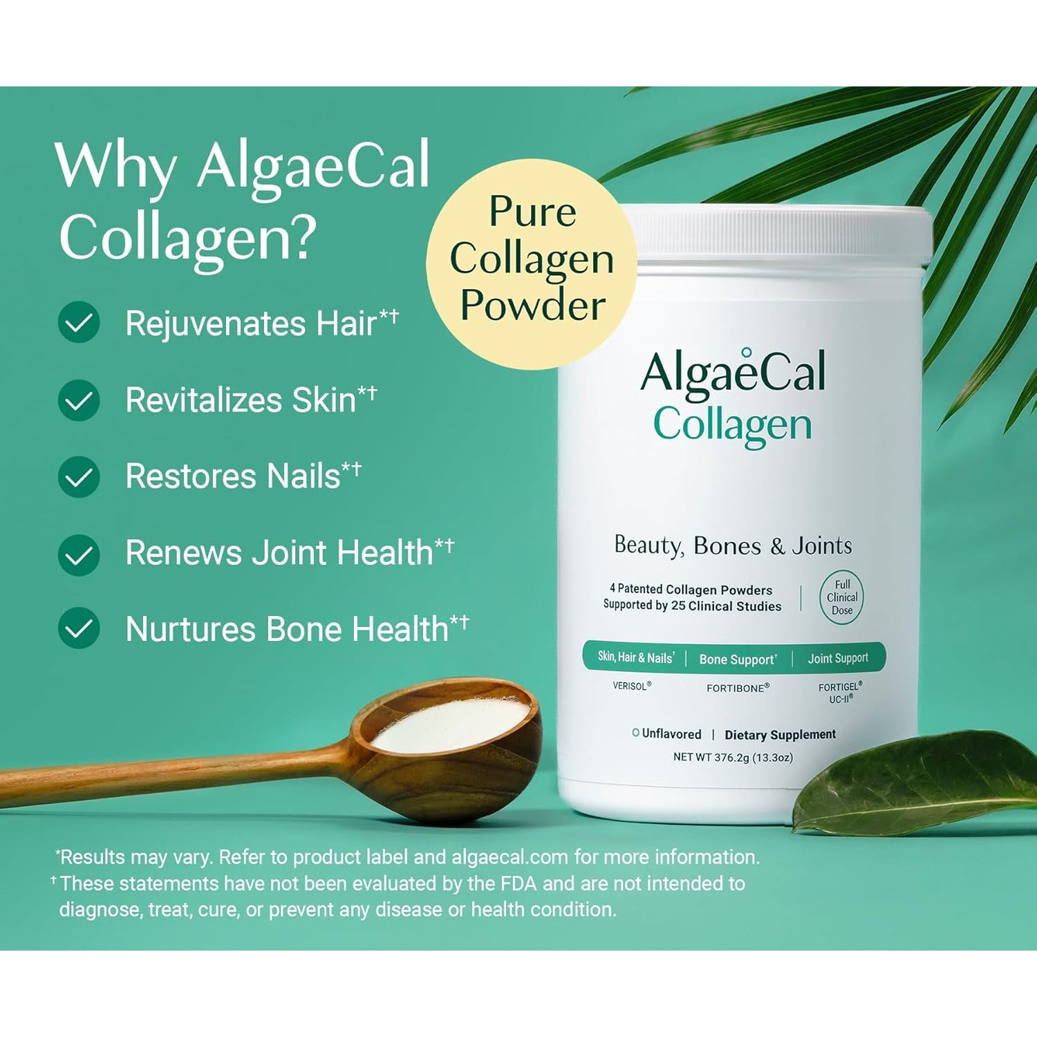 ALGAECAL Collagen Peptides Powder – Multi Collagen Peptides with VERISOL®, FORTIGEL®, UC-II®, FORTIBONE®, Hydrolyzed Collagen for Women & Men, Type 2 Collagen, 30 Servings (1 Pack)