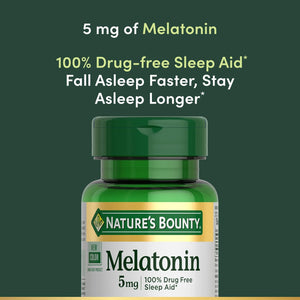 Nature'S Bounty Melatonin, 100% Drug Free Sleep Aid, Dietary Supplement, Promotes Relaxation and Sleep Health, 5Mg, 90 Softgels (Pack of 1)