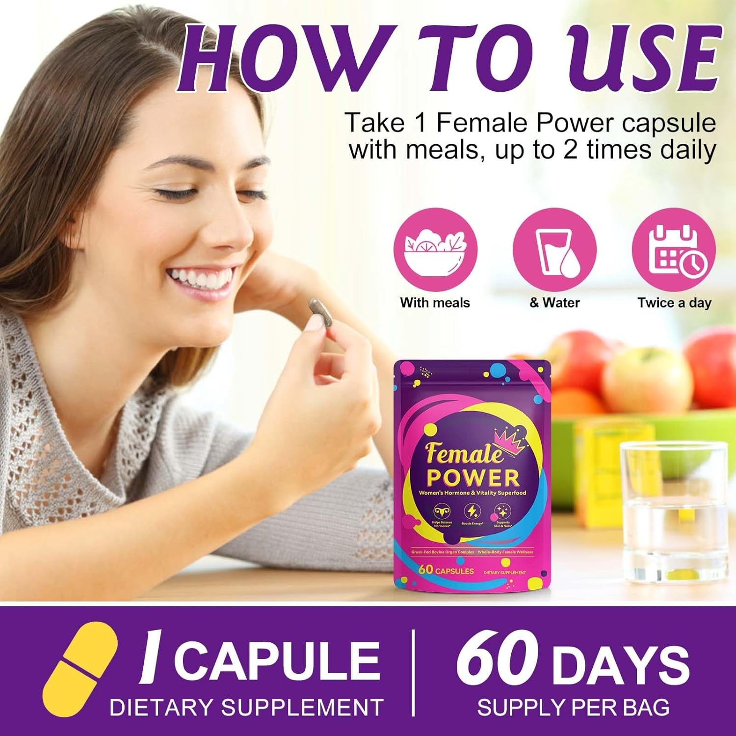 Hormone Balance for Women, Female-Optimized Beef Organ Superfood Supplement for Women, PMS Support Supplement, Grass Fed Beef Liver Capsules, Balance Hormones, Energy, Menstrual, Pmdd,Skin Care