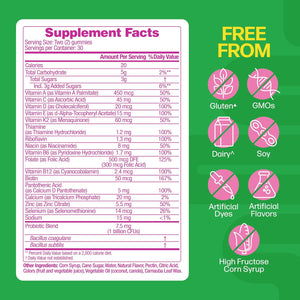 Culturelle® Women’S Probiotics + Multivitamins, Supports Digestive and Immune Health, Biotin & Selenium for Healthy Hair, Skin, Nails – 60 Gummies