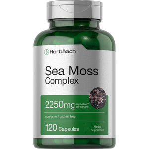 Horbäach Sea Moss Complex Capsules | 120 Count | Complex Formula with Bladderwrack & Burdock Root | Non-Gmo & Gluten Free Supplement