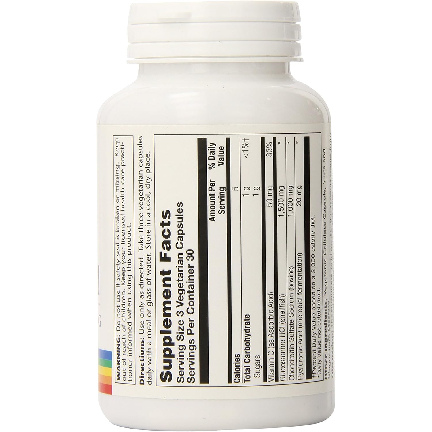 SOLARAY Glucosamine Chondroitin and Hyaluronic Acid, 1500Mg/1000Mg/20Mg 90 Capsules