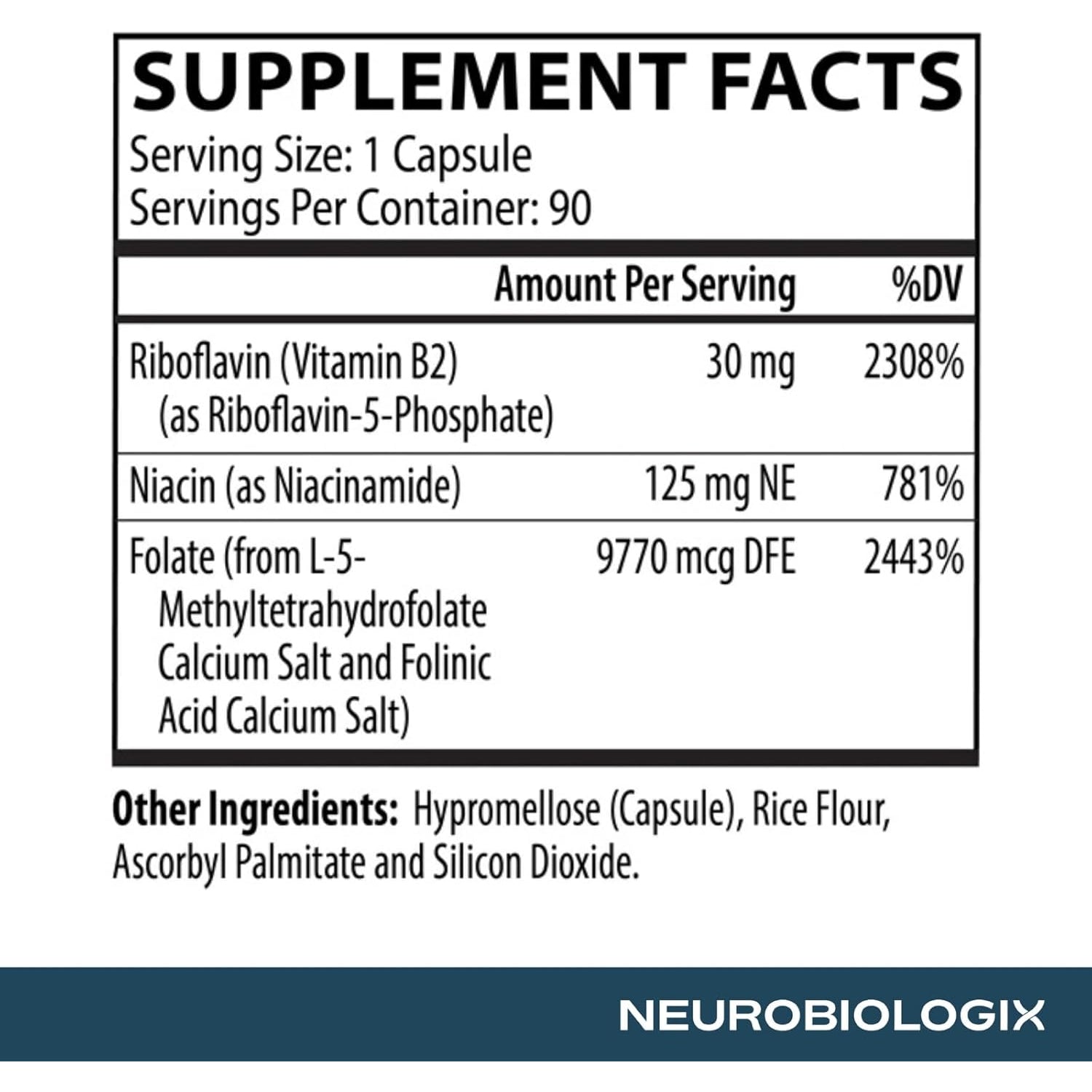 Neurobiologix Methyl Folate Plus, Advanced Blend of L-5 Methylfolate, Folinic Acid & B Vitamins, Supports Healthy Methylation, Brain & Heart Function for Men & Women, Gluten Free, 90 Capsules