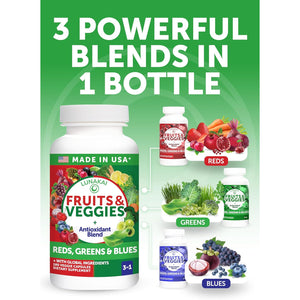 Lunakai USA Made Superfood Fruits & Veggies Supplement - All-In-One with 4 Blends & Scented Capsules, 180Ct Super Veggie Capsules for Adults