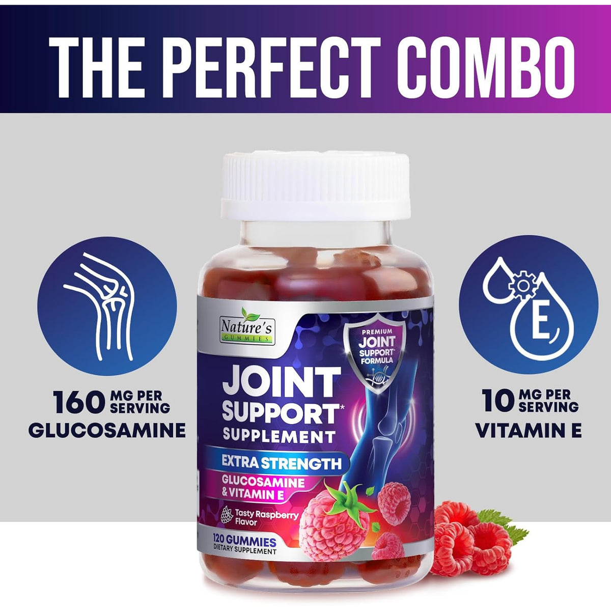 Joint Support Supplement - Extra Strength Glucosamine Gummy Supports Joints Health & Flexibility for Back, Knees, Hands - Natural Vitamin E Immune Support - Best Gummies for Women & Men - 120 Gummies