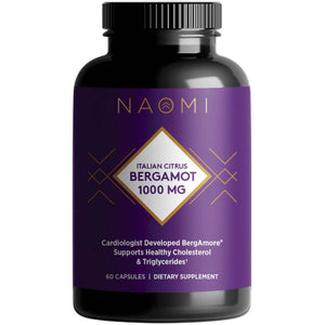 NAOMI Italian Citrus Bergamot 1000Mg Extra Strength - Supports Healthy Cholesterol & Triglyceride Levels Already in Normal Range - Patented Bergamore® Extract, 7 Key Polyphenols, 30-Day Supply