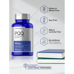 Horbäach PQQ Supplement 40 Mg | 120 Capsules | Maximum Strength | Non-Gmo and Gluten Free Supplement | Pyrroloquinoline Quinone Disodium Salt