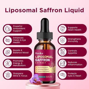 2 Pack Liposomal Saffron Supplements - 88.5Mg Saffron Extract Liquid Drops with L-Theanine, Chamomile, Vitamin C, B6, B12 & D3 for Antioxidant, Immune, Mood, Energy, Focus & Sleep - Strawberry Flavor