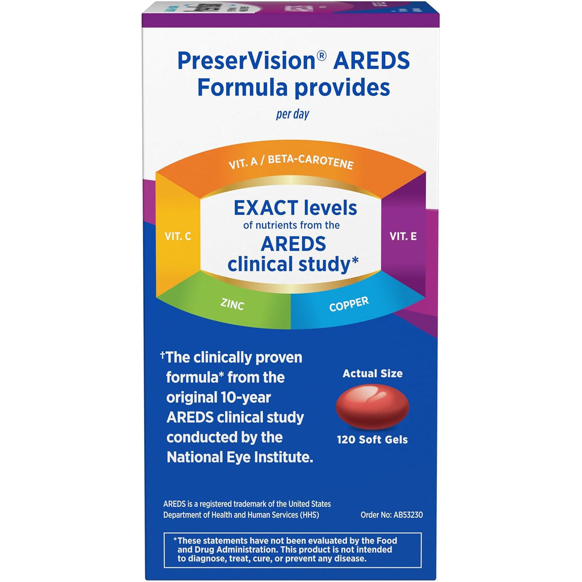 Preservision AREDS Eye Vitamins, #1 Eye Doctor Recommended Brand, Multivitamin with Copper, Vitamin A, C & E, Zinc Supplements, 120 Softgels