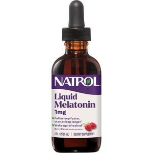 Natrol Liquid Melatonin 1 Mg, Adult Melatonin Supplement to Fall Asleep Faster and Stay Asleep Longer, Wake up Refreshed, 2 FL OZ Berry-Flavored Liquid, 15 Servings