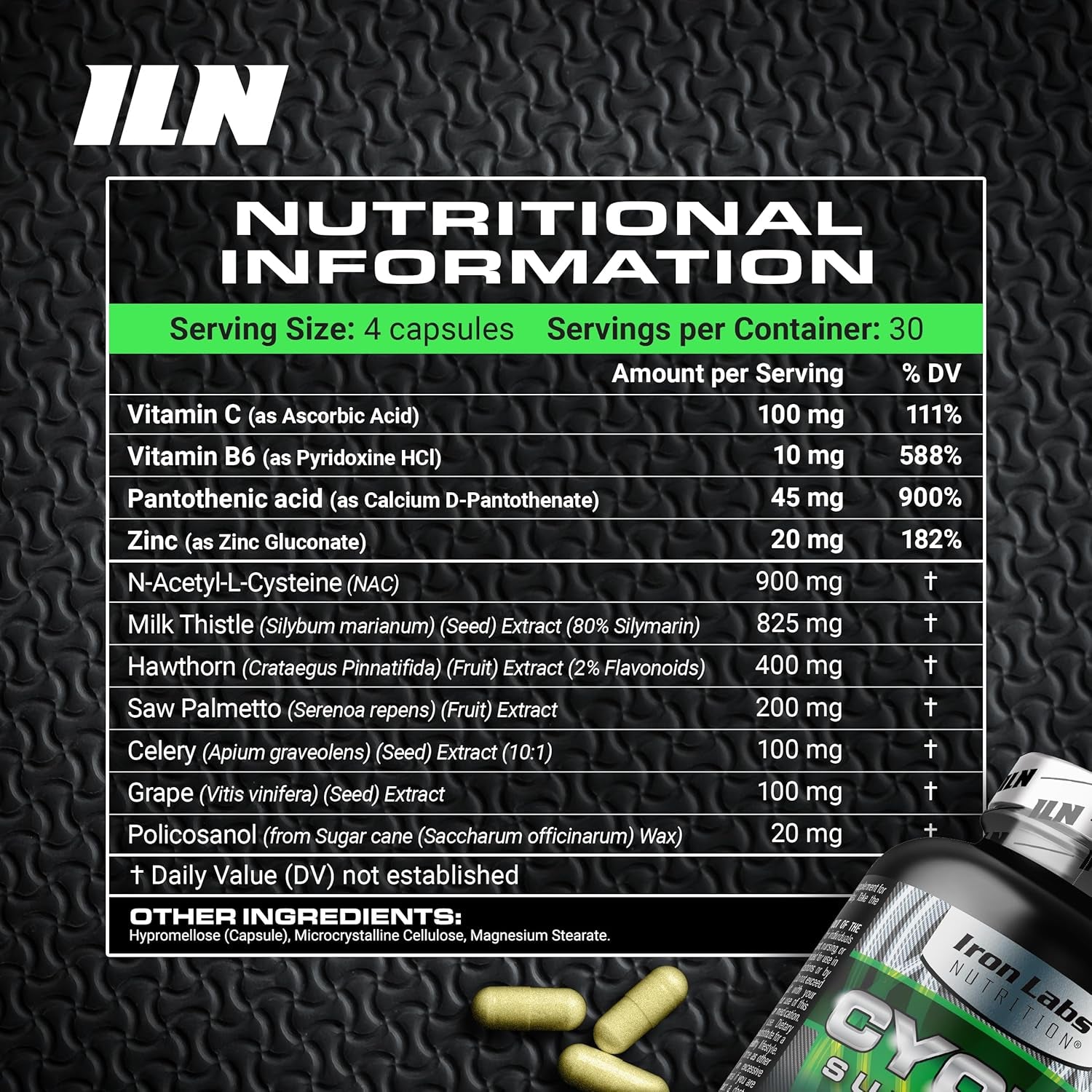 Iron Labs Nutrition: Cycle Support plus NAC (N-Acetyl-L-Cysteine) - on Cycle Support Supplements for Men - N Acetyl L Cysteine and Milk Thistle (120 Capsules)