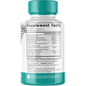 Nutri 8-In-1 Glucosamine Chondroitin MSM Turmeric Bromelain Boswellia Hyaluronic Acid 3025 Mg - Joint Support Supplement - 120 Capsules - Supports Healthy Bones - 3Rd Party Tested & GMP Certified
