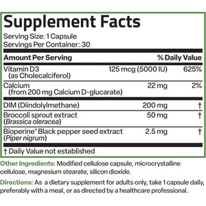 Bronson DIM Balance+ Calcium D-Glucarate, Broccoli Sprouts and Vitamin D3 200 MG of DIM per Capsule Supports Estrogen Metabolism and Balanced Hormone Levels Non-Gmo, 30 Vegetarian Capsules