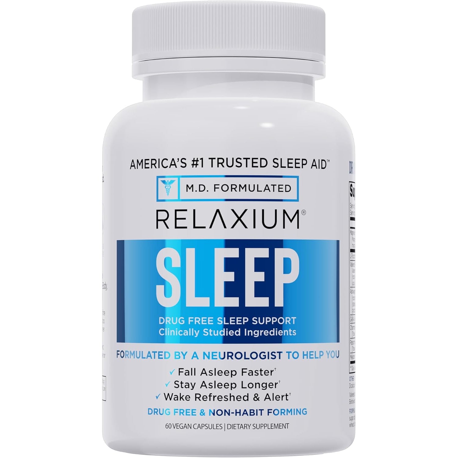 Relaxium Sleep Aid, Melatonin with Magnesium Glycinate, Valerest & Ashwagandha, Non-Habit Forming Sleep Supplement, 60 Vegan Capsules, 30-Day Supply