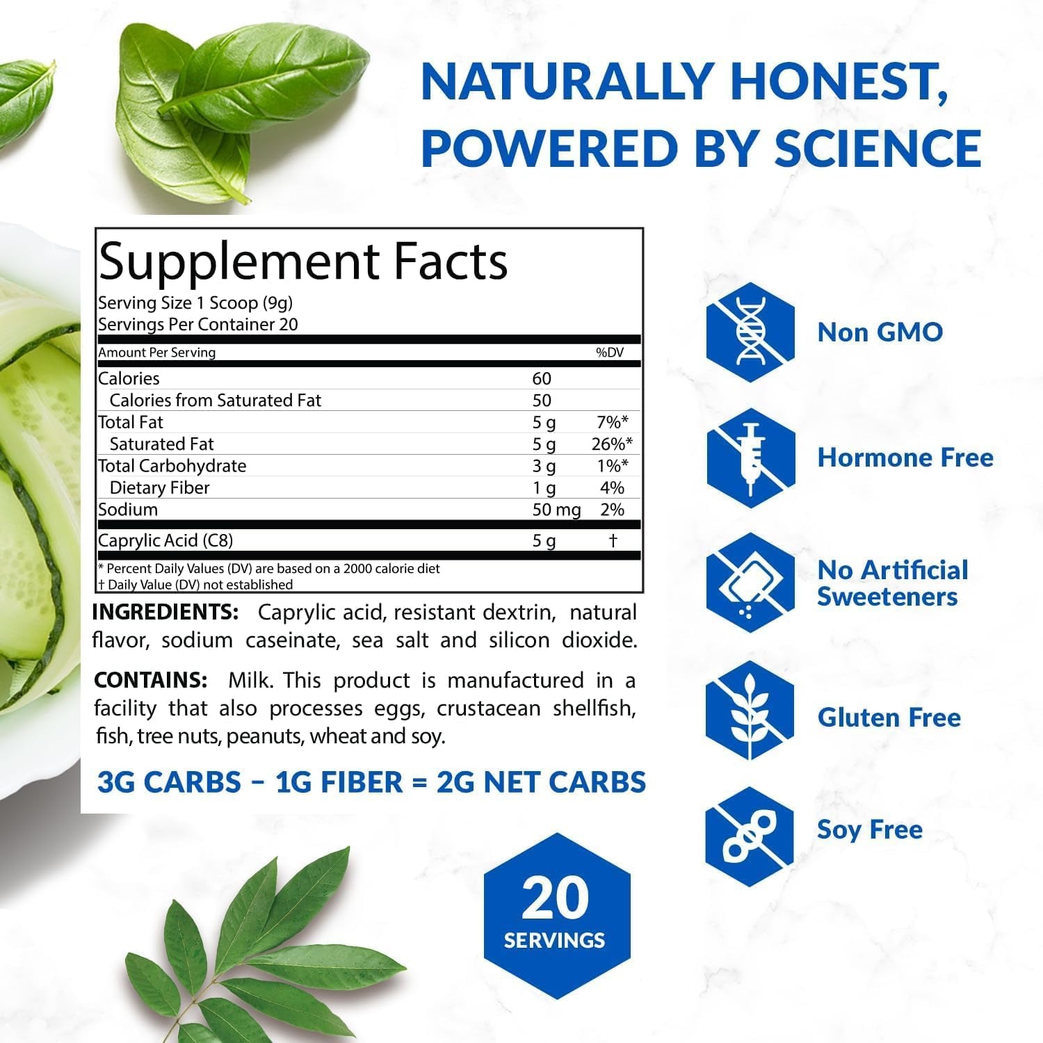 Biotrust Keto Elevate - C8 MCT Oil Powder - Ketogenic MCT Coffee Creamer, Keto Coffee Creamer - Clean Energy, Mental Focus & Clarity - 100% Caprylic Acid MCT Powder, Non-Gmo (Unflavored, 40 Servings)