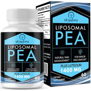 Ulmubra Liposomal Palmitoylethanolamide 1300 MG plus Luteolin 100 MG, Superior Absorption, Micronized Pea Supplement for Discomfort Management, 60 Softgels
