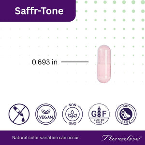 Paradise Herbs Saffr-Tone, Saffron Extract, Active Whole Spectrum Extract, Super Potent, Ultra Pure, Vegan, Non-Gmo, Gluten Free, 60 Vegetarian Capsules