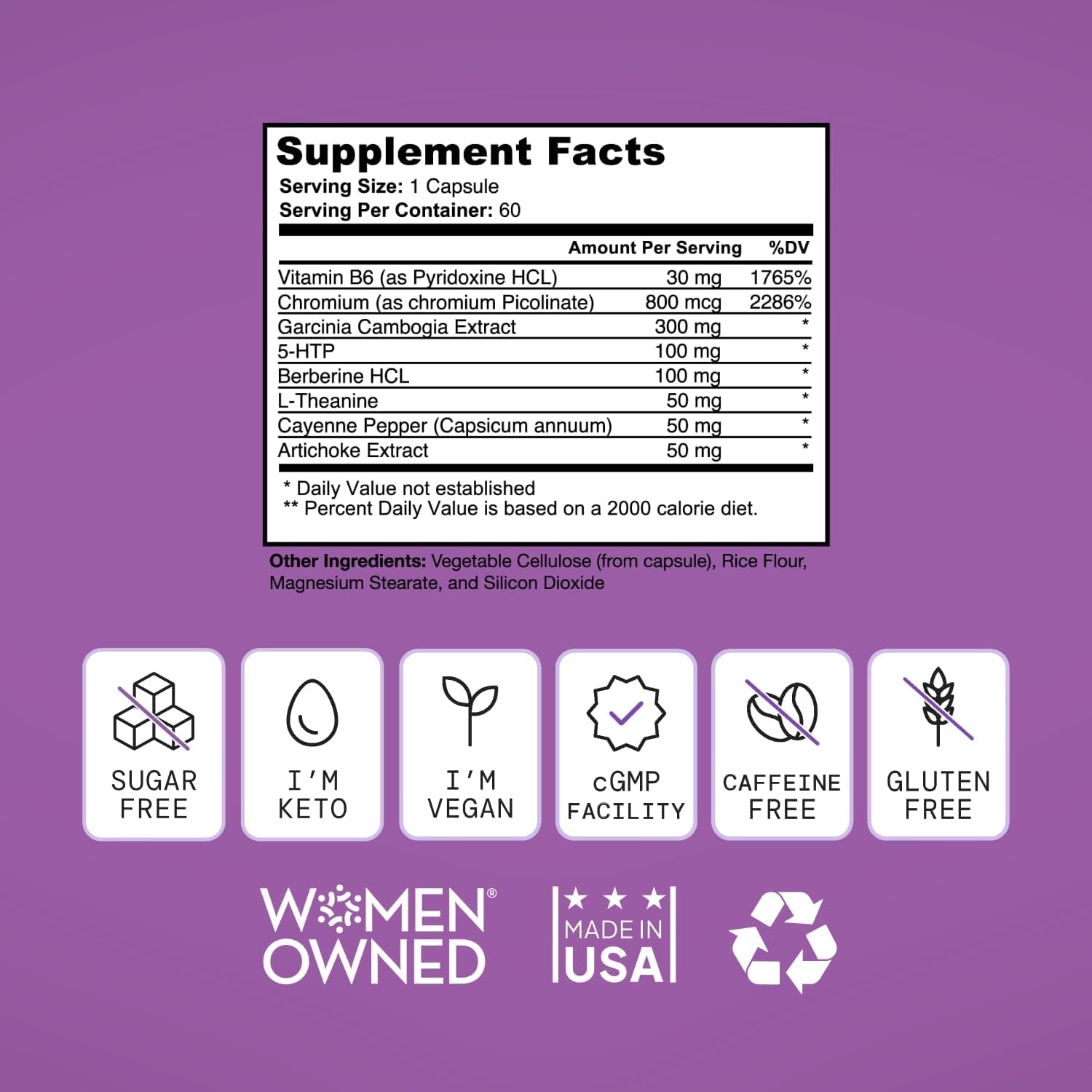 SELF NUTRITION Healthy Weight Loss Supplement for Women - Third-Party Tested - Appetite and Craving Control, Fat Burner, Weight Loss Supplement, Metabolism and Mood Booster - Made in USA, 60 Capsules