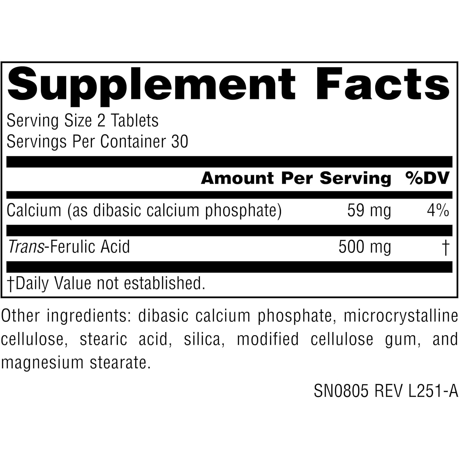 Source Naturals Athletic Series, Trans-Ferulic Acid, Antioxidant Support* - 250Mg -60 Tablets