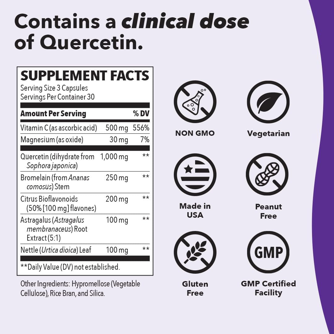 Breathe-X - Allergy & Sinus Relief Supplement - Supports Sinuses & Nasal Discomfort - Non-Drowsy & Fast-Acting - Quercetin, Bromelain, Citrus Bioflavonoids, Nettle Leaf & Vitamin C - 90 Capsules