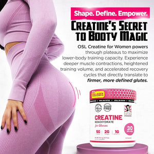 Old School Labs Creatine for Women – Post-Workout Supplement with 5000Mg Creatine Monohydrate Powder, 2000Mg Collagen & BCAA 2:1:1 for Strength Support & Recovery – Unflavored - 8.57 Ounce (Pack of 1)