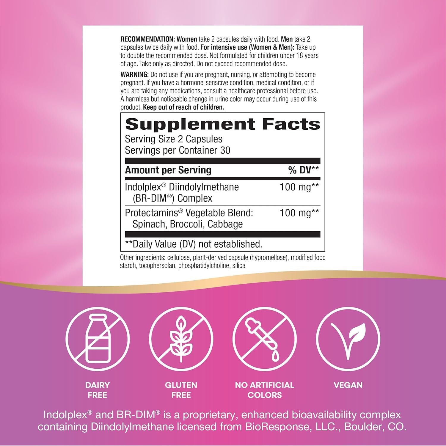 Nature'S Way Dim-Plus, DIM Supplement, Supports Balanced Estrogen Metabolism*, Supports Estrogen Hormone Balance*, Diindolylmethane, 60 Vegan Capsules
