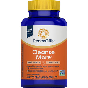 Renew Life Detox Cleanse More, Reduces Bloating and Restores Regularity, Overnight Constipation Relief, Soy, Dairy and Gluten-Free, 100 Capsules