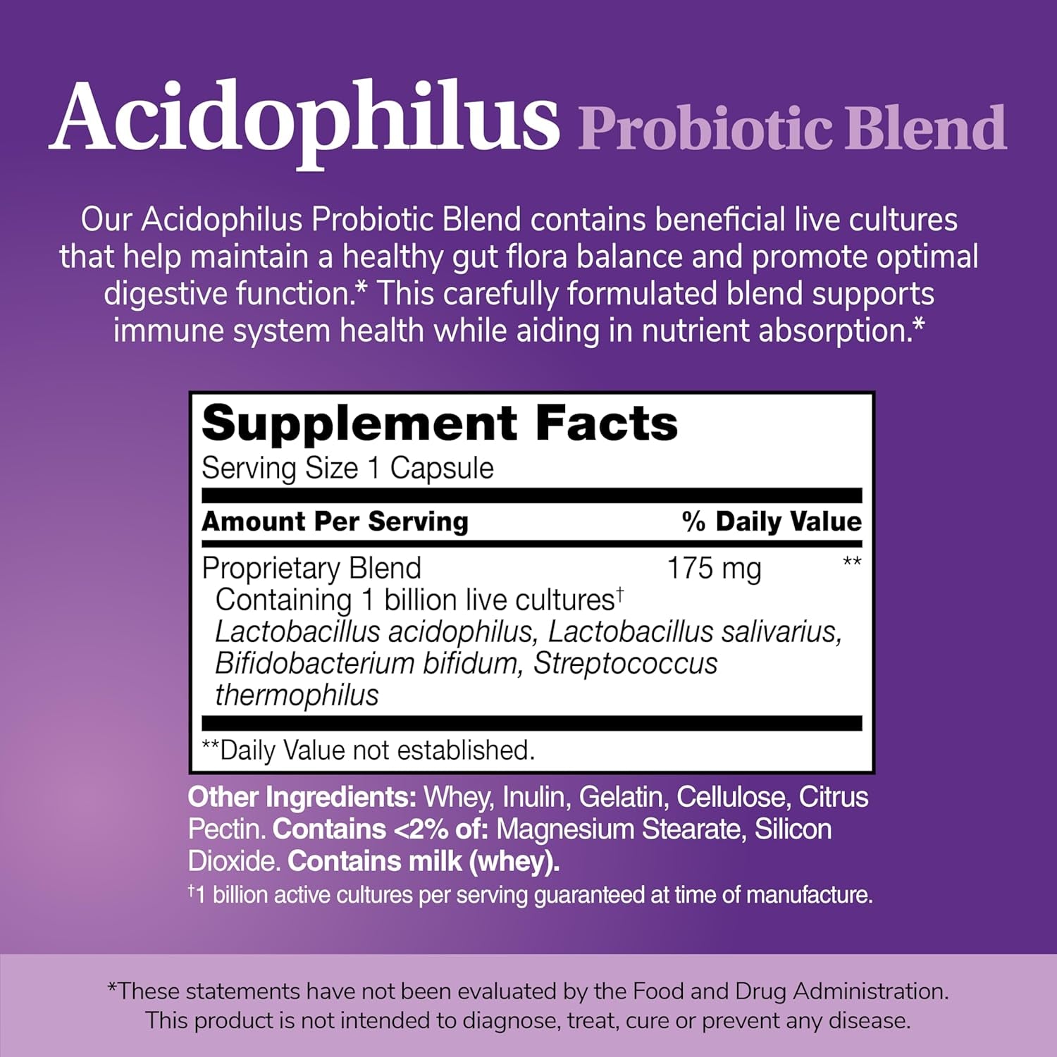 21St Century Acidophilus Probiotic Blend Capsules (100 Count), Daily Probiotic Supplement with Lactobacillus Acidophilus, Supports Digestive Health & Immune System, Non-Gmo, Gluten-Free