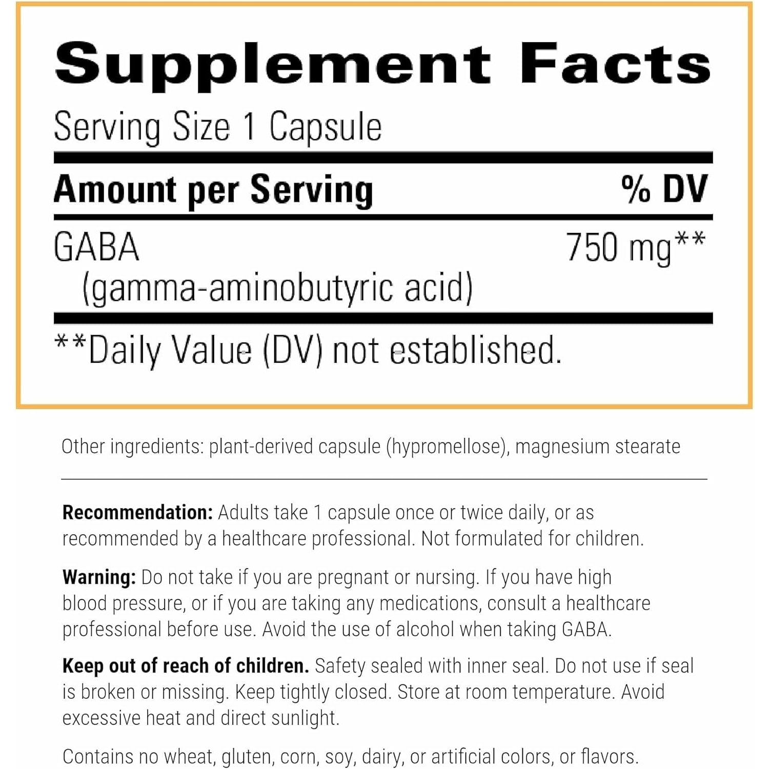 Integrative Therapeutics GABA - Brain Health Supplement That Supports Nerve Cell Function* - Support Neurochemical Balance & Neurotransmitter Production* - Dairy-Free - 60 Capsules (60 Servings)