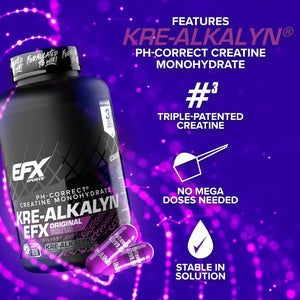 EFX Sports Kre-Alkalyn EFX | Ph Correct Creatine Monohydrate Pill Supplement | Strength, Muscle Growth & Performance | 120 Servings, 240 Capsules