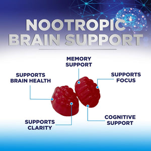 Brain Supplements for Memory & Focus Gummies - Brain Health Clarity with B6 B12 & Phosphatidylserine - Natural Nootropics Cognitive Concentration & Alertness Support Vitamins - 60 Vegan Gummies