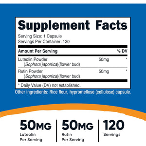Nutricost Luteolin with Rutin Complex 100Mg (50Mg Luteolin, 50Mg Rutin) 120 Capsules - Vegetarian, Non-Gmo, Gluten Free