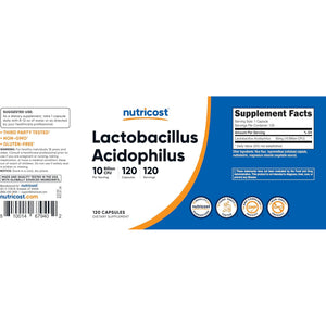 Nutricost Lactobacillus Acidophilus 10 Billion CFU, 120 Vegetarian Capsules