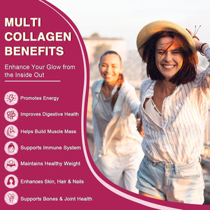 ZEBORA Multi Collagen Peptides Powder Packets with Hyaluronic Acid, Biotin, MCT - Hydrolyzed Collagen with 5 Billion Probiotics - Support Skin Hair Nail & Gut Health - 30 Stick Packs