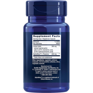 Life Extension Enhanced Stress Relief, Lemon Balm Extract, L-Theanine, Decompress with This Supplement for Stress, Gluten-Free, Non-Gmo, Vegetarian, 30 Capsules