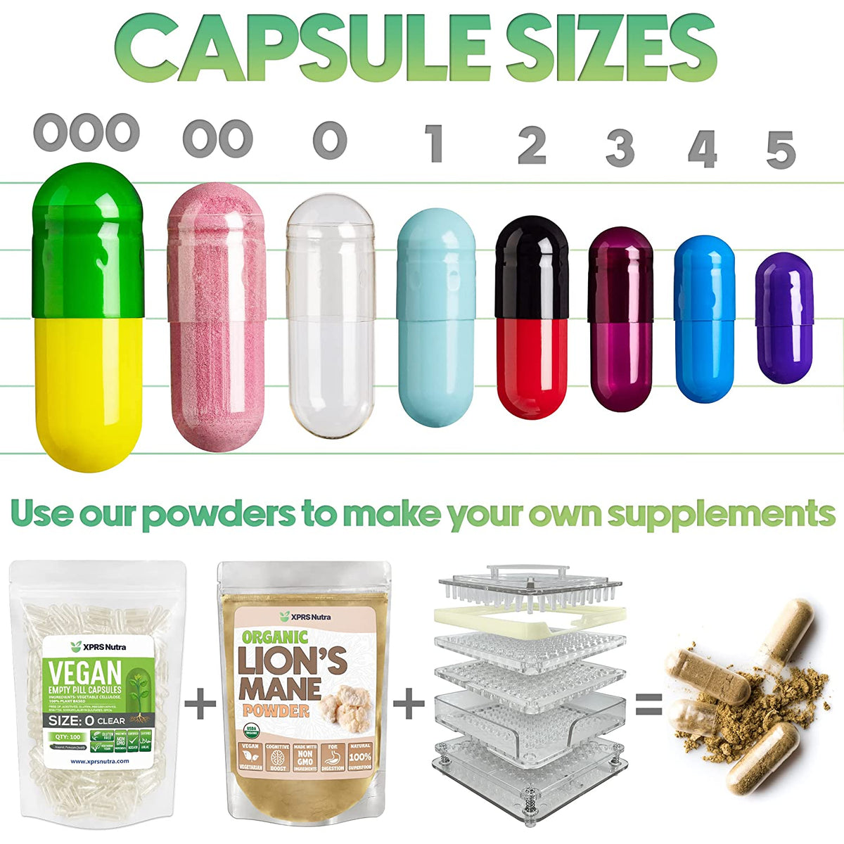 XPRS Nutra Size 1 Empty Capsules - 100 Count Clear Empty Gelatin Capsules - Empty Pill Capsules - DIY Capsule Filling - Fillable Pure Bovine Pill Gel Caps Pills for Do-It-Yourself Supplements