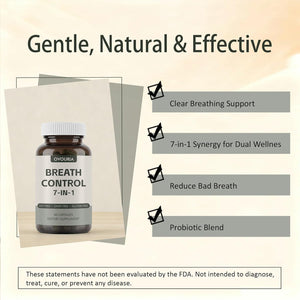 Ovouria Breath & Gut Balance Capsules - 7-In-1 Formula with Probiotics, Zinc Gluconate & Magnesium Citrate for Fresh Breath, Chronic Halitosis Relief & Digestive Wellness, 60 Count(1Pc)