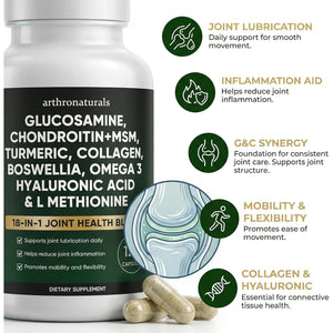 Arthronaturals 18 in 1, Joint Supplement with Glucosamine, Chondroitin, MSM, Hyaluronic Acid, Omega-3 and More, for Provides Joint Support, Improves Mobility & Long Term Health, Vegan - 60 CPS (1)