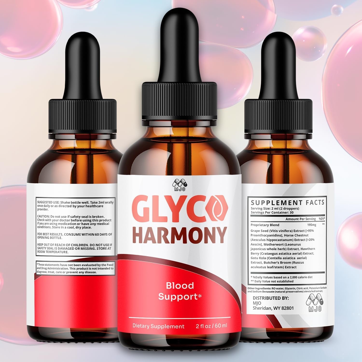Glyco Harmony Drops, Official Glyco Harmony Liquid Supplement with All Natural Ingredients, Glycoharmony Blood Support Max Strength Health & Wellness Vitamin Supplement (2 Bottle Bundle, 60 Servings)