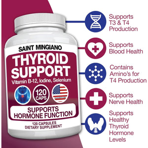 Thyroid Support Supplement with Iodine |120 Capsules to Help Body Mass & Improve Energy, Cardiovascular, Energy & Focus Formula | 14 Natural Vitamins