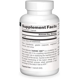 Source Naturals Taurine, Soothing Neurotransmitter*, 1000Mg - 240 Capsules