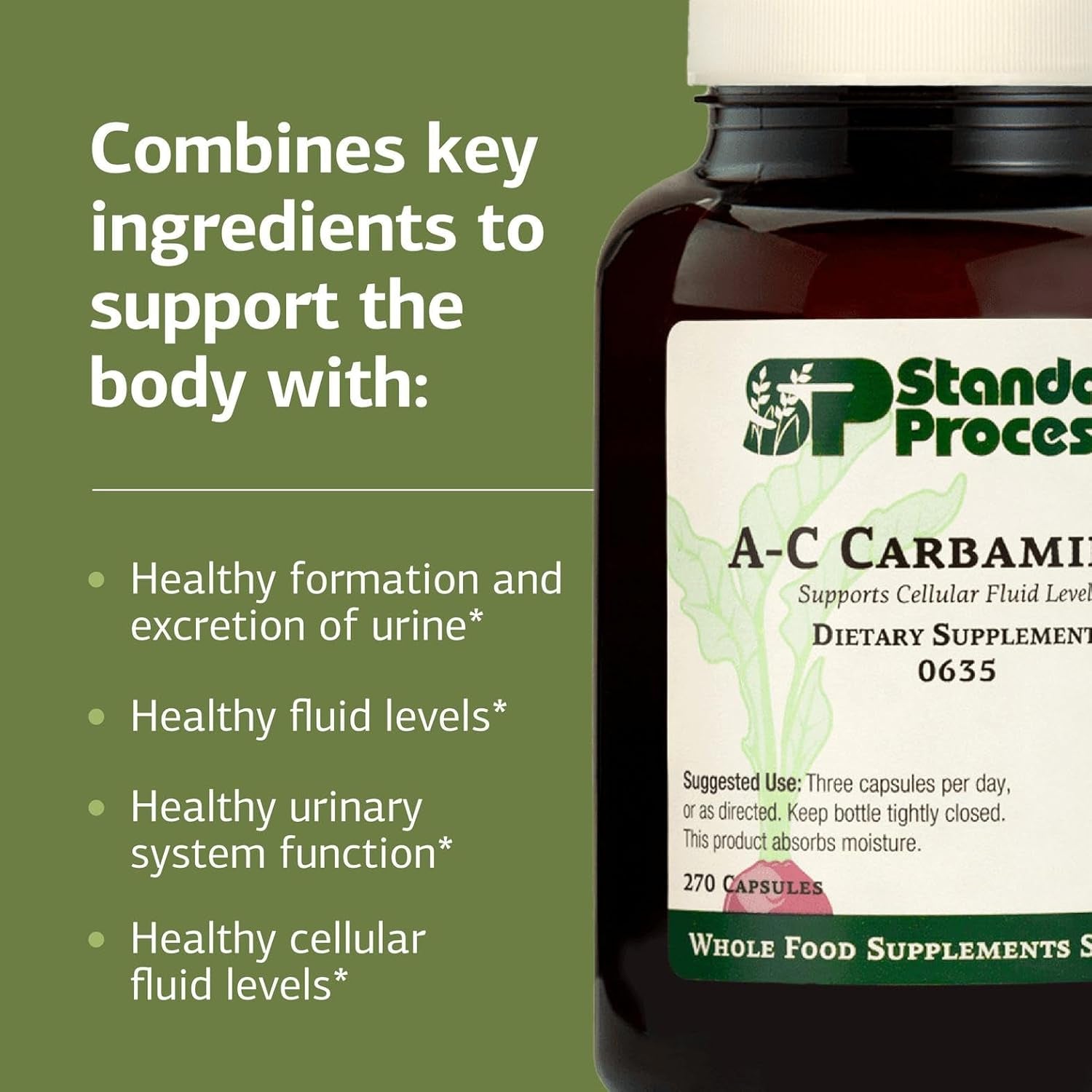Standard Process A-C Carbamide - Supports Healthy Excretion of Urine & Cellular Fluid Levels - Contains Vitamin a & Antioxidant Vitamin C - Gluten-Free, Non-Dairy & Non-Soy - 270 Capsules