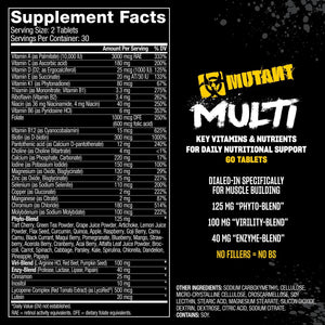 Mutant Multi - High Potency Vitamins with 75+ Ingredients Specifically Formulated for Heavy Lifting, 60 Tablets