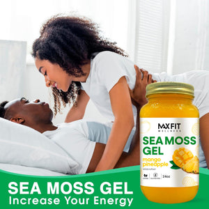 MAX FIT Sea Moss Gel Raw (12 Flavors) 24Oz Wildсrafted Gold Sea Moss Gel from Saint Lucia | 92 Vitamins and Minerals | Pure Raw+Non-Gmo | Vegan Superfood